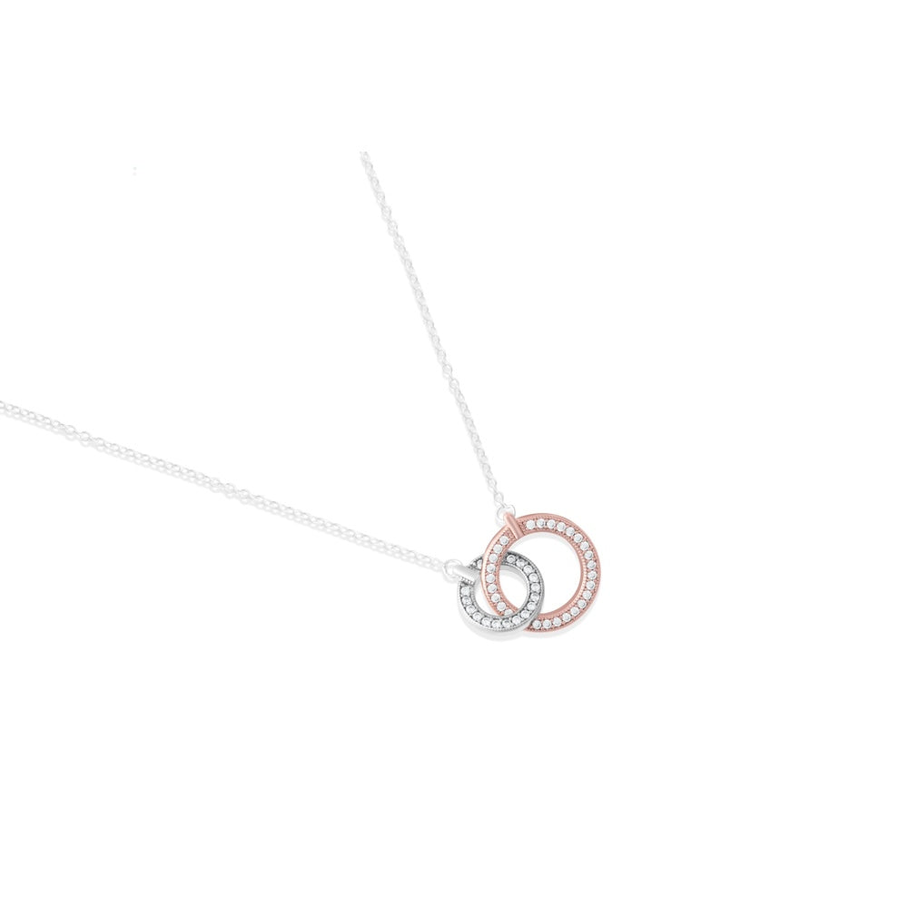 Sterling Silver Necklace with Silver & Rose Gold Clasp – 925