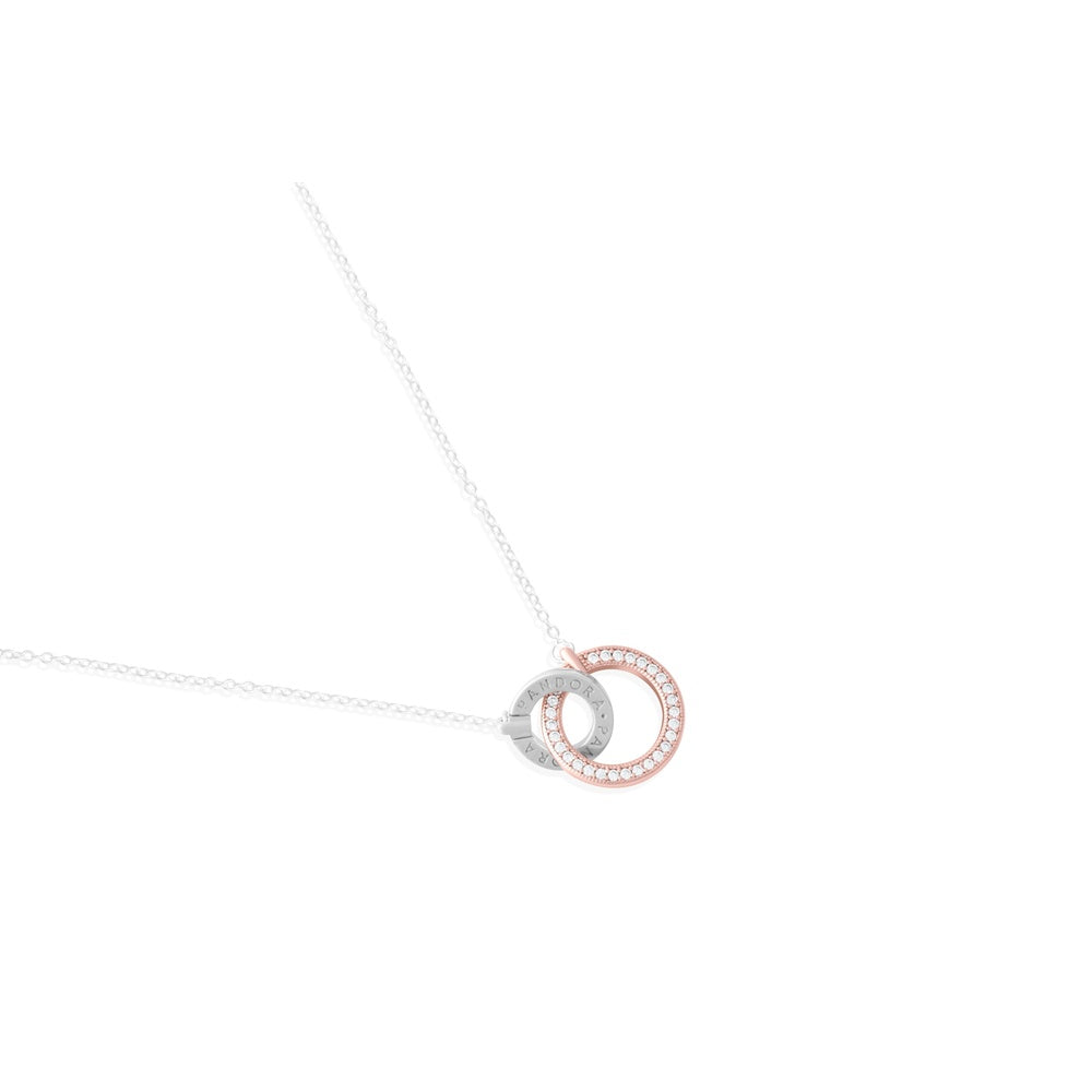 Sterling Silver Necklace with Silver & Rose Gold Clasp – 925