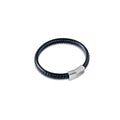 Luxury Black Leather Bracelet with Silver Accent